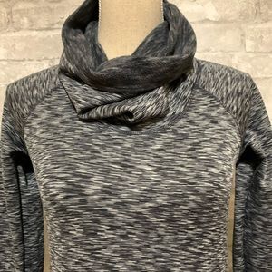 Athleta Black Gray Long Sleeve Cowl Turtleneck Sweater Dress Tunic Athleisure